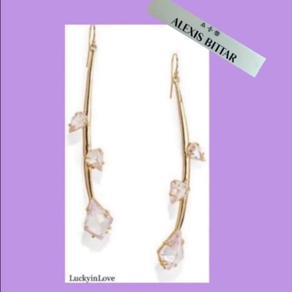 ALEXIS BITTAR • Miss Havisham Gold Flower Bud Crystal Earrings - Picture 8 of 8